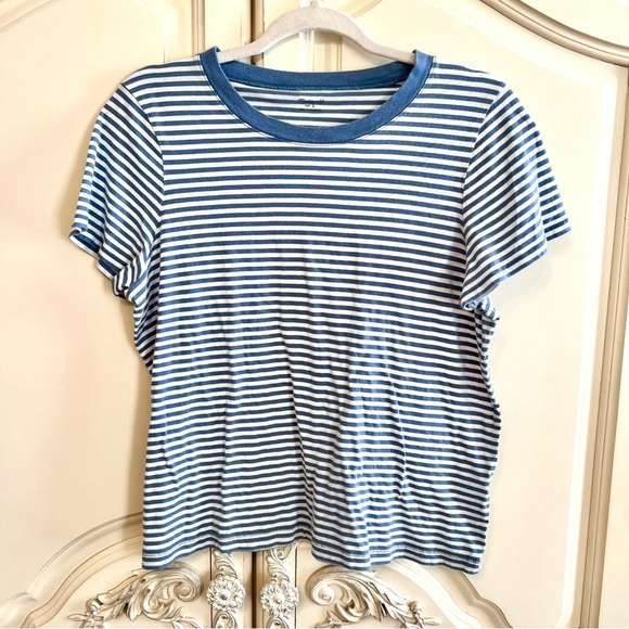 Madewell Tops - Madewell Striped Baby Tee, Relaxed Fit, 100% Cotton, Size Large